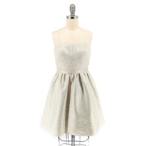 Aidan Mattox strapless Metallic Fit & Flare Dress Gold S party cocktail 90s y2k